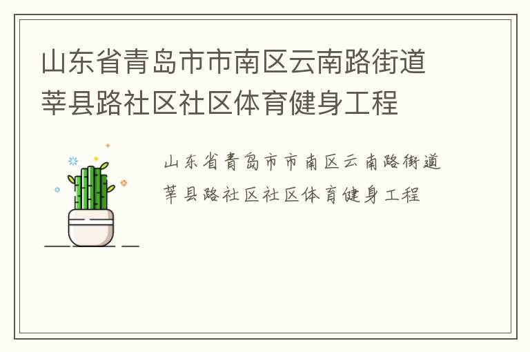 山東省青島市市南區云南路街道莘縣路社區社區體育健身工程