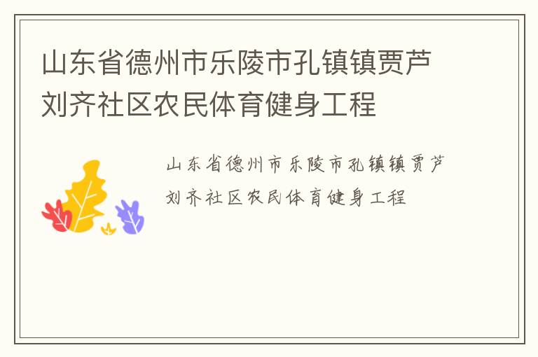 山東省德州市樂陵市孔鎮(zhèn)鎮(zhèn)賈蘆劉齊社區(qū)農(nóng)民體育健身工程