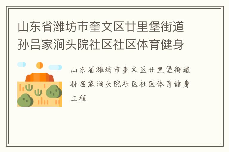 山東省濰坊市奎文區廿里堡街道孫呂家澗頭院社區社區體育健身工程