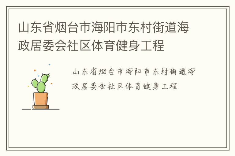 山東省煙臺市海陽市東村街道海政居委會社區體育健身工程