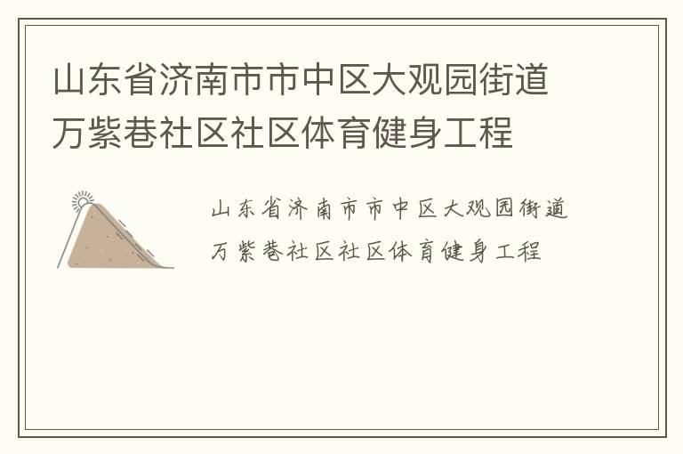 山東省濟南市市中區大觀園街道萬紫巷社區社區體育健身工程