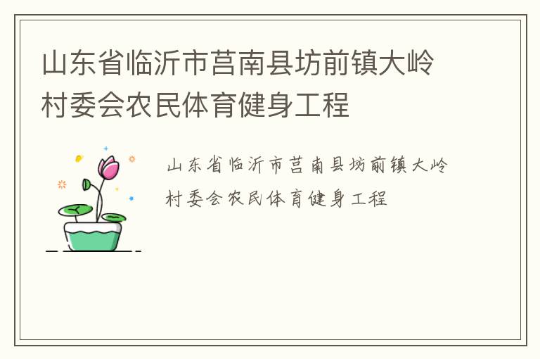 山東省臨沂市莒南縣坊前鎮大嶺村委會農民體育健身工程