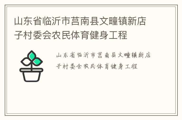 山東省臨沂市莒南縣文疃鎮新店子村委會農民體育健身工程
