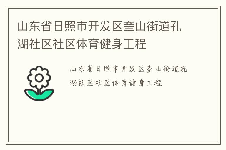 山東省日照市開發區奎山街道孔湖社區社區體育健身工程