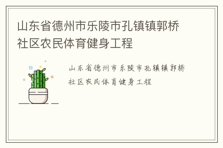 山東省德州市樂陵市孔鎮鎮郭橋社區農民體育健身工程