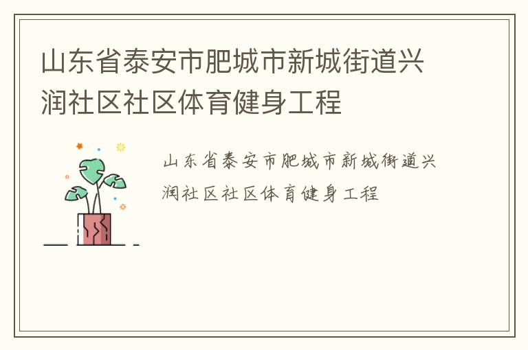 山東省泰安市肥城市新城街道興潤社區社區體育健身工程