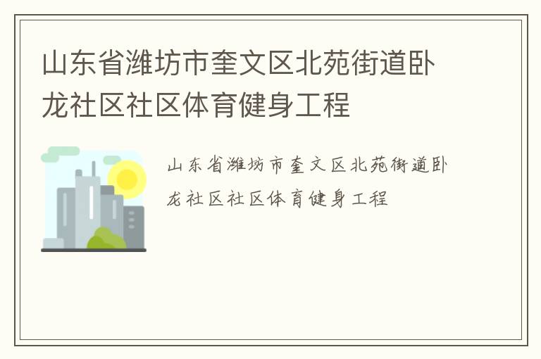 山東省濰坊市奎文區(qū)北苑街道臥龍社區(qū)社區(qū)體育健身工程