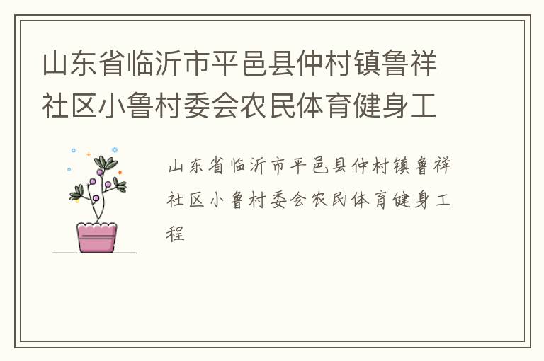 山東省臨沂市平邑縣仲村鎮魯祥社區小魯村委會農民體育健身工程
