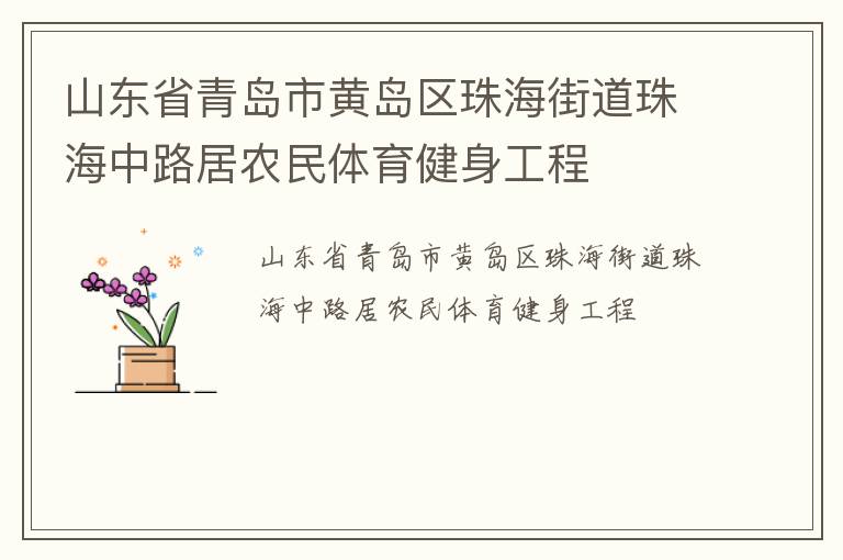 山東省青島市黃島區(qū)珠海街道珠海中路居農(nóng)民體育健身工程