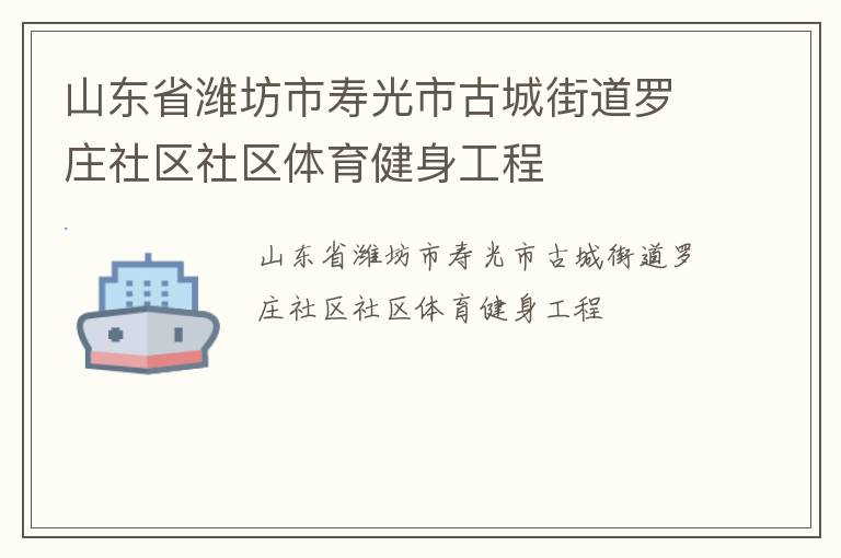 山東省濰坊市壽光市古城街道羅莊社區社區體育健身工程