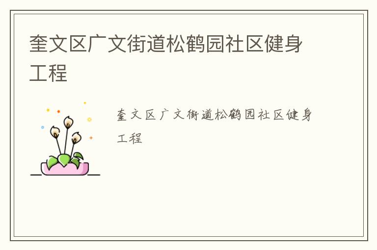 奎文區廣文街道松鶴園社區健身工程