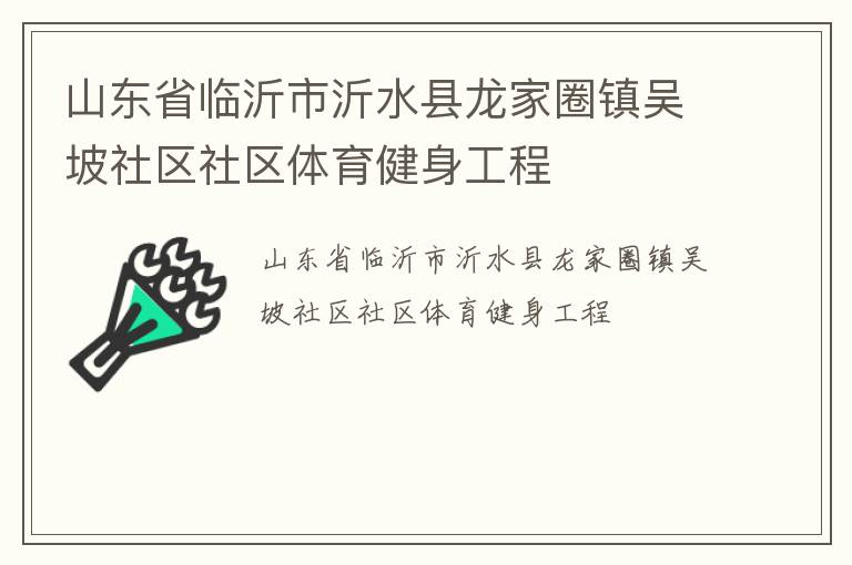 山東省臨沂市沂水縣龍家圈鎮吳坡社區社區體育健身工程