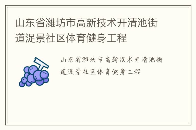 山東省濰坊市高新技術(shù)開清池街道浞景社區(qū)體育健身工程