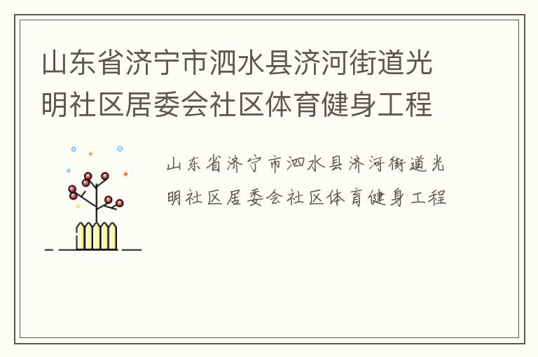 山東省濟寧市泗水縣濟河街道光明社區居委會社區體育健身工程