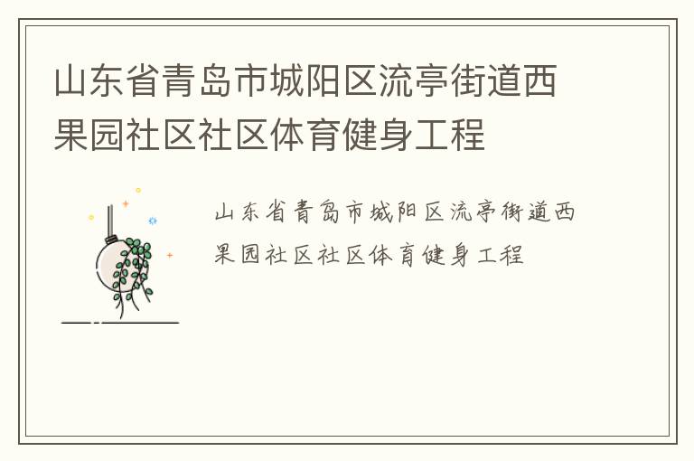 山東省青島市城陽區流亭街道西果園社區社區體育健身工程