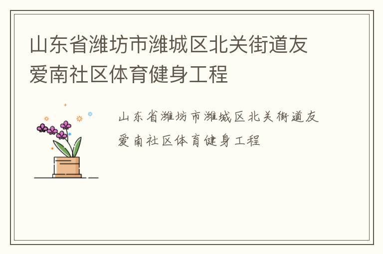山東省濰坊市濰城區(qū)北關(guān)街道友愛南社區(qū)體育健身工程