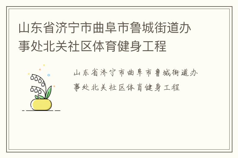 山東省濟寧市曲阜市魯城街道辦事處北關(guān)社區(qū)體育健身工程