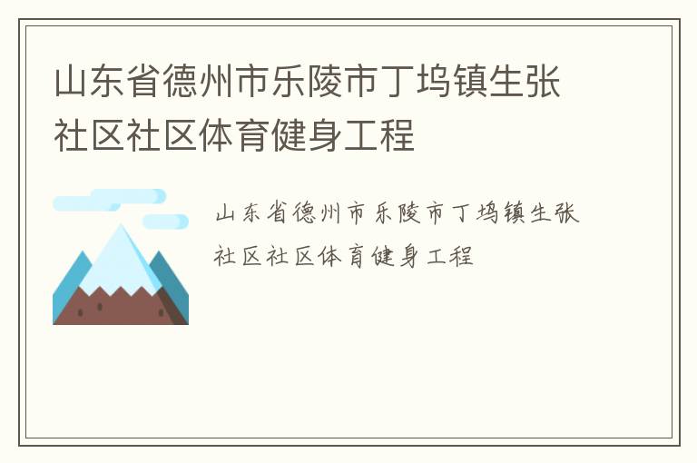 山東省德州市樂陵市丁塢鎮生張社區社區體育健身工程