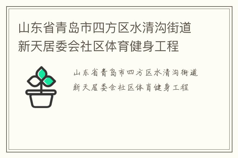 山東省青島市四方區水清溝街道新天居委會社區體育健身工程