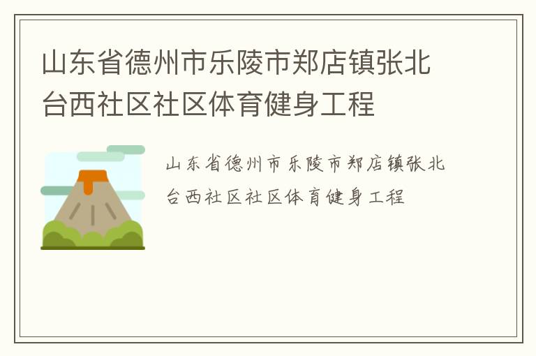 山東省德州市樂陵市鄭店鎮張北臺西社區社區體育健身工程