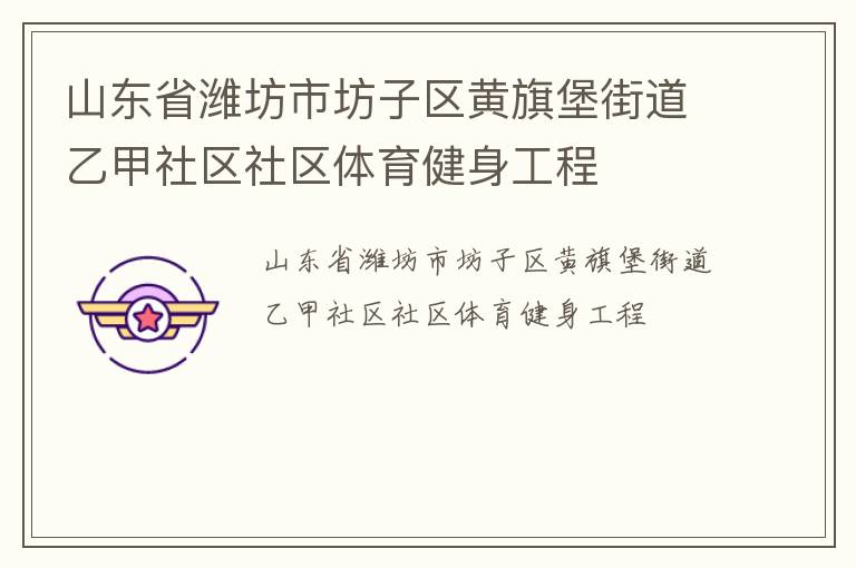 山東省濰坊市坊子區黃旗堡街道乙甲社區社區體育健身工程