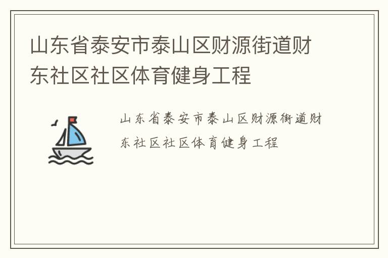 山東省泰安市泰山區財源街道財東社區社區體育健身工程