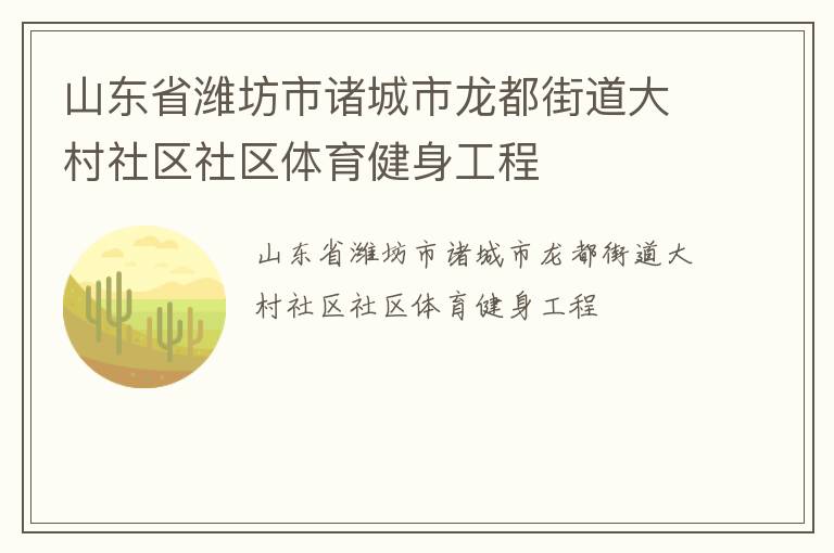 山東省濰坊市諸城市龍都街道大村社區社區體育健身工程