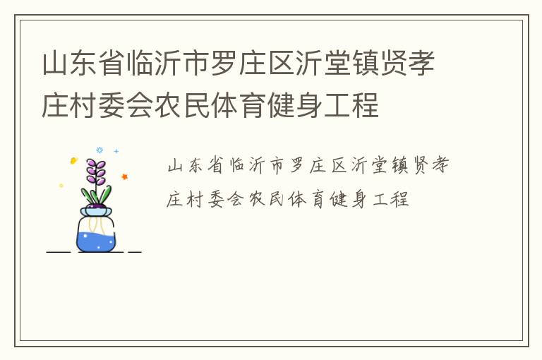 山東省臨沂市羅莊區沂堂鎮賢孝莊村委會農民體育健身工程