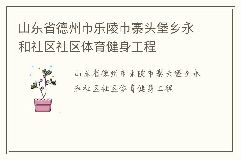 山東省德州市樂陵市寨頭堡鄉(xiāng)永和社區(qū)社區(qū)體育健身工程