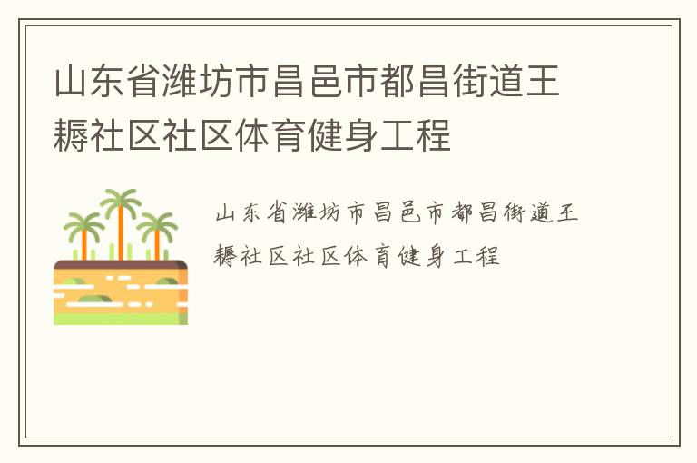山東省濰坊市昌邑市都昌街道王耨社區社區體育健身工程