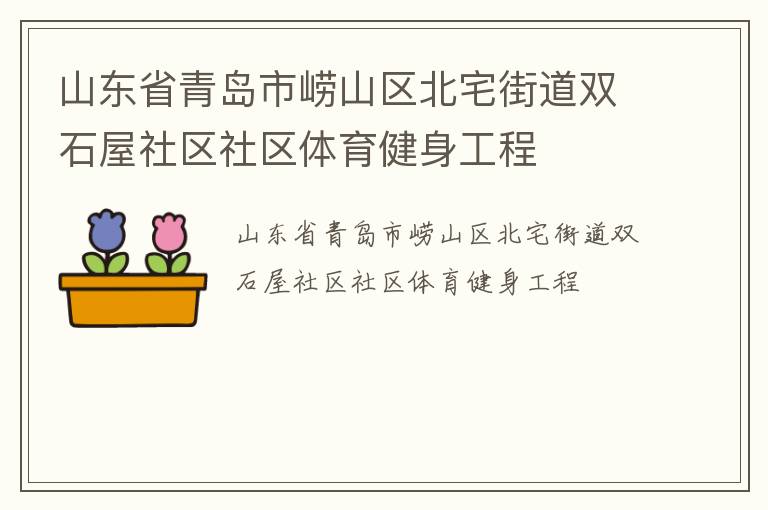 山東省青島市嶗山區北宅街道雙石屋社區社區體育健身工程
