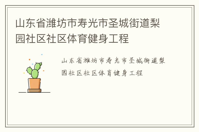 山東省濰坊市壽光市圣城街道梨園社區社區體育健身工程