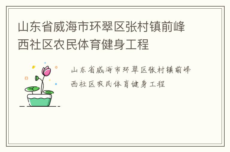 山東省威海市環翠區張村鎮前峰西社區農民體育健身工程