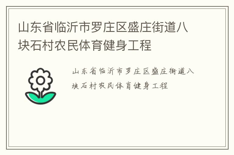 山東省臨沂市羅莊區(qū)盛莊街道八塊石村農(nóng)民體育健身工程
