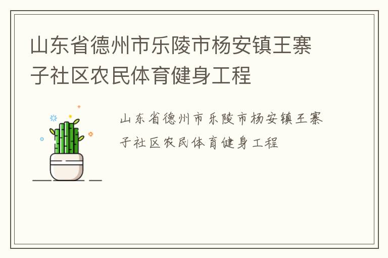山東省德州市樂陵市楊安鎮(zhèn)王寨子社區(qū)農(nóng)民體育健身工程