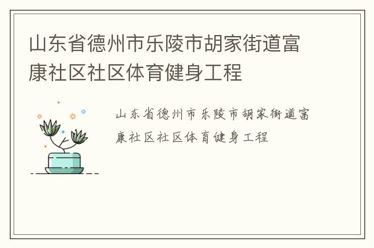 山東省德州市樂陵市胡家街道富康社區社區體育健身工程