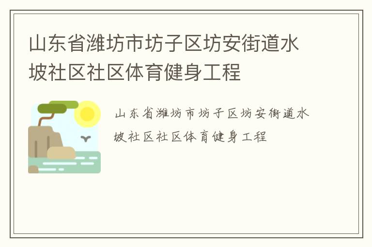 山東省濰坊市坊子區坊安街道水坡社區社區體育健身工程
