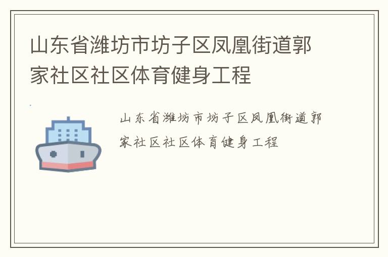 山東省濰坊市坊子區鳳凰街道郭家社區社區體育健身工程