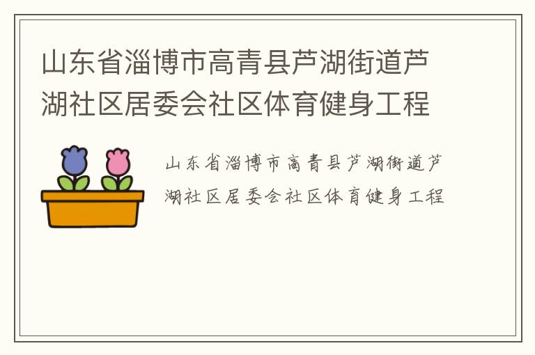 山東省淄博市高青縣蘆湖街道蘆湖社區居委會社區體育健身工程