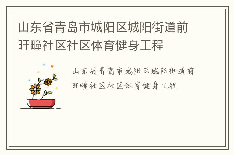 山東省青島市城陽區城陽街道前旺疃社區社區體育健身工程
