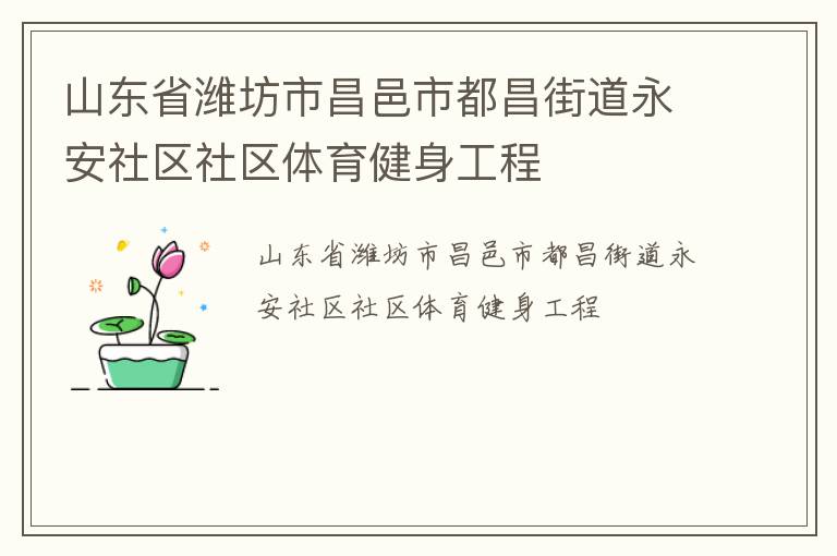 山東省濰坊市昌邑市都昌街道永安社區社區體育健身工程
