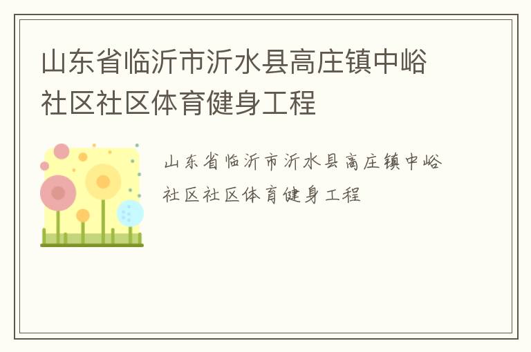 山東省臨沂市沂水縣高莊鎮中峪社區社區體育健身工程