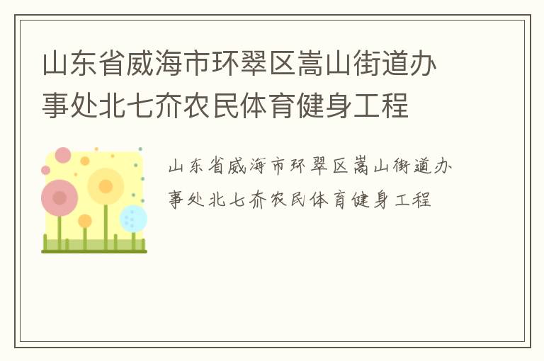 山東省威海市環(huán)翠區(qū)嵩山街道辦事處北七夼農(nóng)民體育健身工程