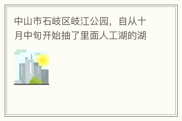 中山市石岐區岐江公園，自從十月中旬開始抽了里面人工湖的湖水，然后導致湖水下面大幅度下降，截止到12月5日依舊沒有恢復。問過園內保安說是維修噴水設備。可是這個維修效率太慢了！太久了！這接近2個月的時間以