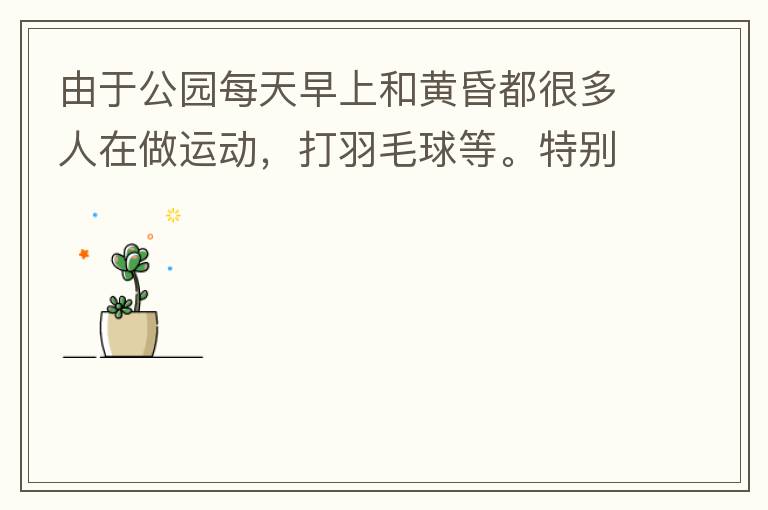 由于公園每天早上和黃昏都很多人在做運動，打羽毛球等。特別多老人家散步或者跑步。公園燈光不足導致運動受傷的情況屢見不鮮，有非常大的安全隱患。現在冬天，早上天亮得很晚，晚上天亮得很早，希望公園早上和晚上的